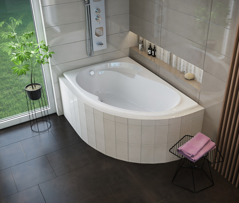 Akril aszimmetrikus fürdőkád 150x100x42 Balos